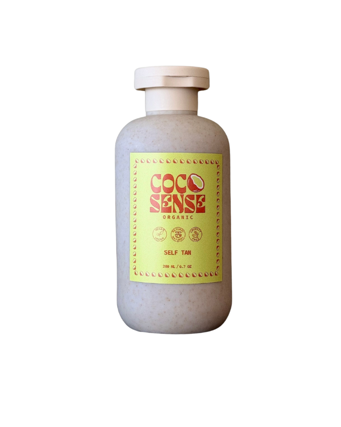 Coco Sense self-tan bottle on a white background
